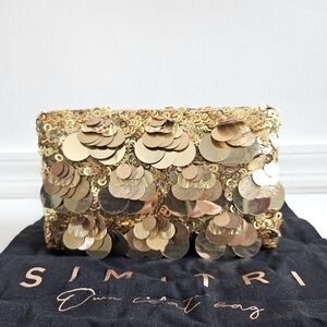 New Simitri Gold Disco Clutch Handbag/Crossbody Metal Chain Handbag NWT
